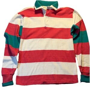 Vintage Dehen Rugby Shirt USA Made Red White Striped Polo Mens S
